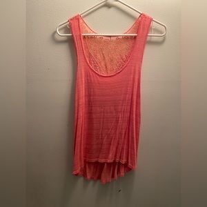 Coral top with detailed sheer knitted back